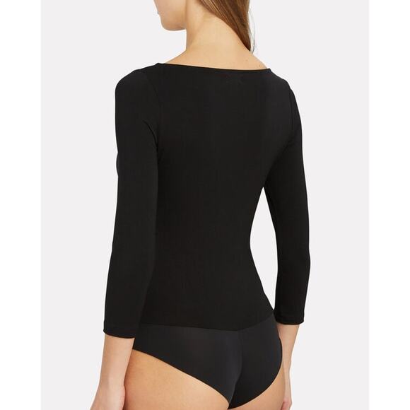 L'AGENCE Angel Square Neck Bodysuit Black Size S - Picture 2 of 10